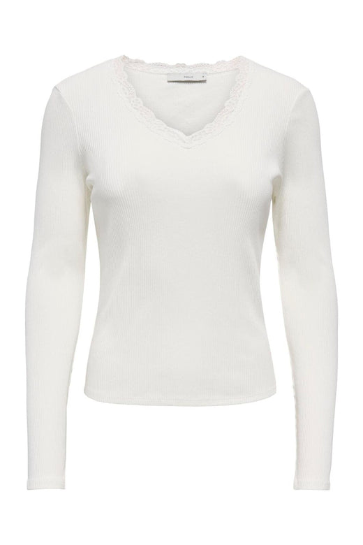 Only - Onlsara Sharai L/S V-Neck Top - 5094753 Cloud Dancer