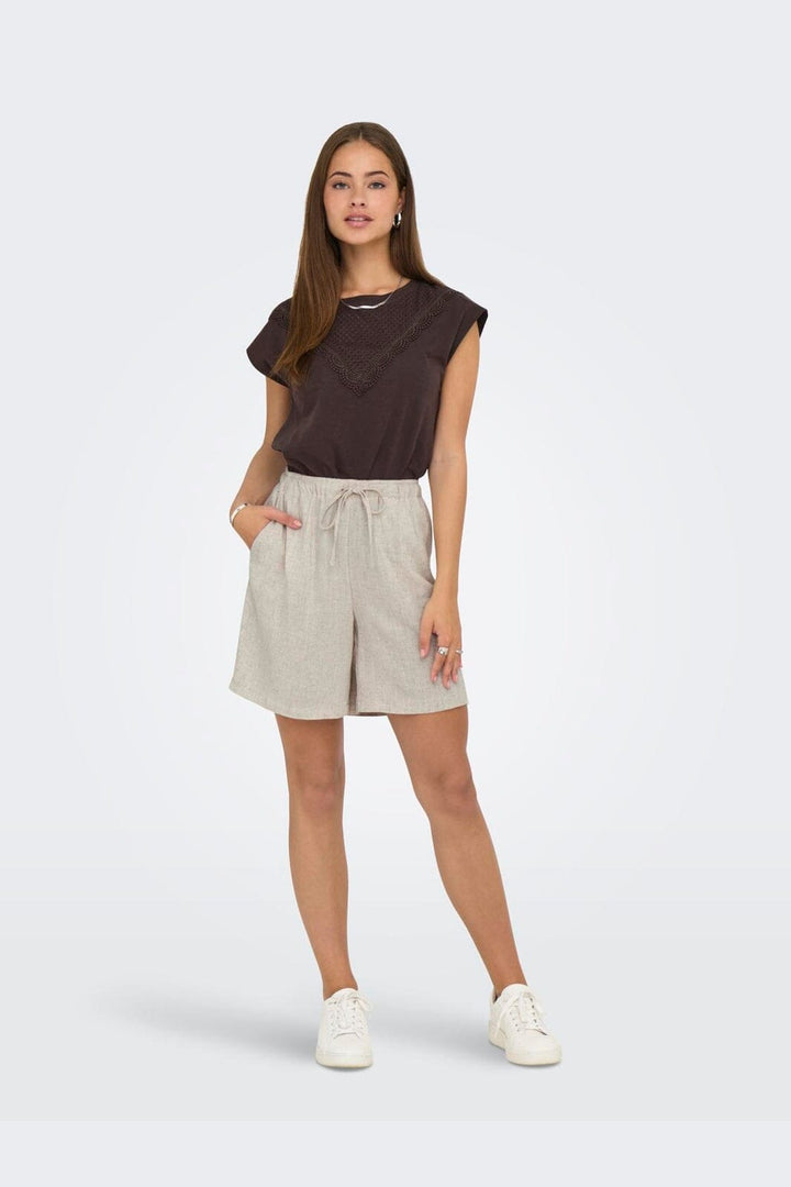 Only - Onlsiesta Pull-Up Lin Bl Shorts - 4597039 Moonbeam