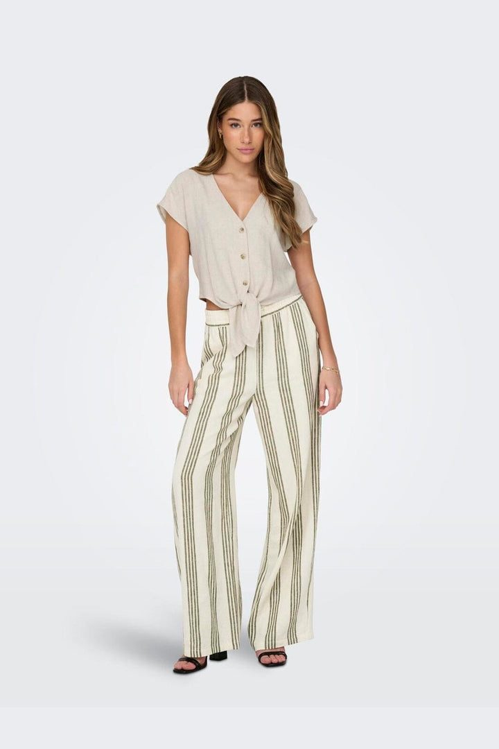Only - Onlsiesta Ss Knot Lin Bl Shirt - 4486660 Moonbeam