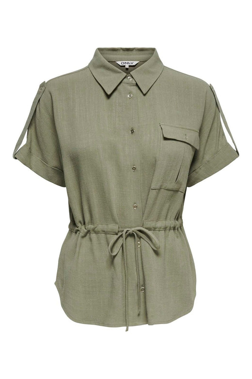 Only - Onlsiesta S/S Linen Bl Utility Shirt - 4977152 Mermaid