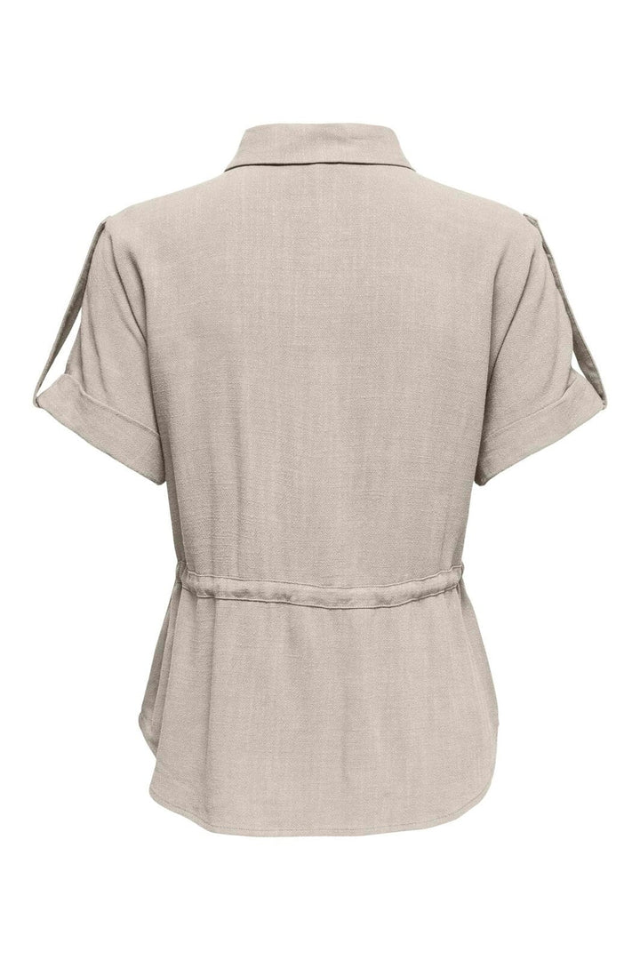 Only - Onlsiesta S/S Linen Bl Utility Shirt - 5049037 Moonbeam