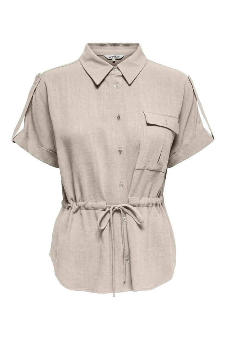 Only - Onlsiesta S/S Linen Bl Utility Shirt - 5049037 Moonbeam