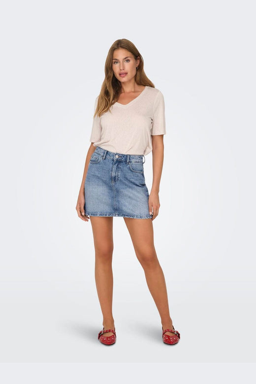 Only - Onlstella Short Skirt Azg - 4660156 Light Blue Denim