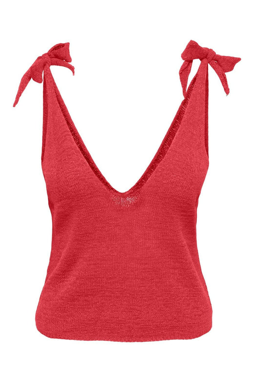 Only - Onlsunny Sl Tie Strap V-Neck Top Cc Knt - 5005008 Poinsettia