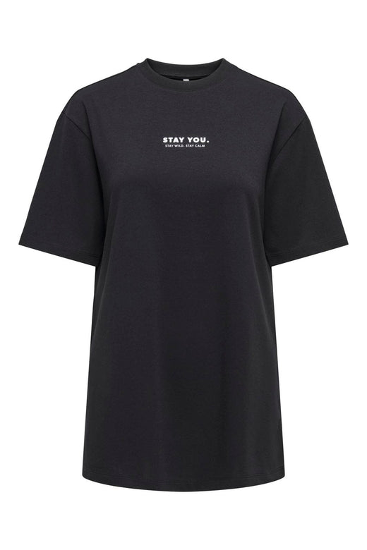 Only - Onlsuperior S/S O-Neck Long Top - 5085178 Black Small Front Print