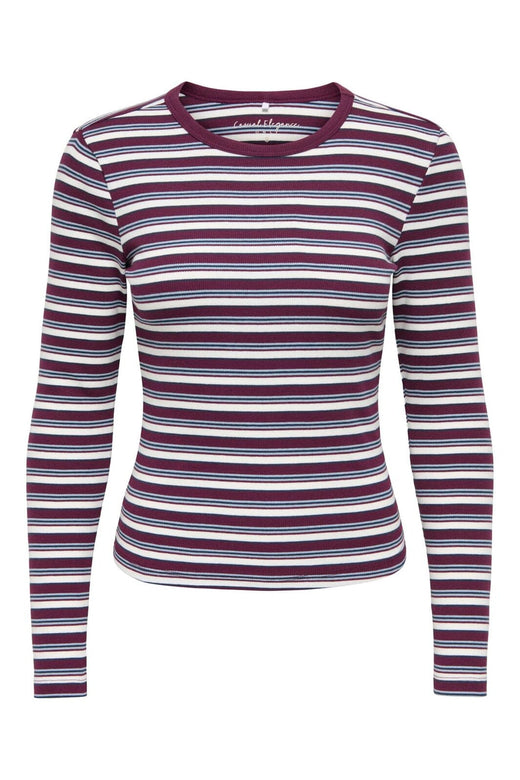 Only - Onlval L/S O-Neck Stripe Top - 5084121 Fig Dusty Blue + Cd + Navy Blazer (Mia)