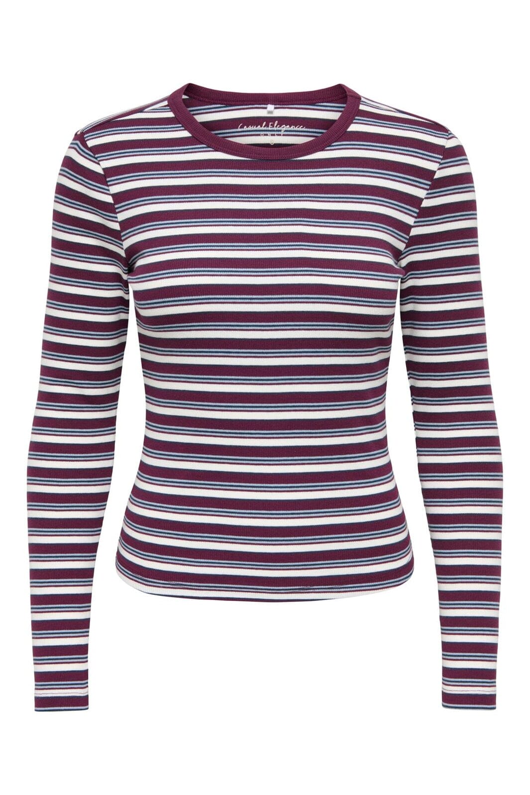 Only - Onlval L/S O-Neck Stripe Top - 5084121 Fig Dusty Blue + Cd + Navy Blazer (Mia)