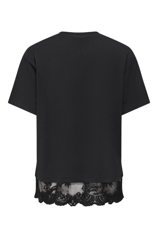 Only - Onlvivvi S/S Lace Bottom Top - 5130040 Black Black Lace