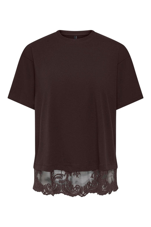 Only - Onlvivvi S/S Lace Bottom Top - 5147839 Chocolate Torte Chokolate Torte Lace
