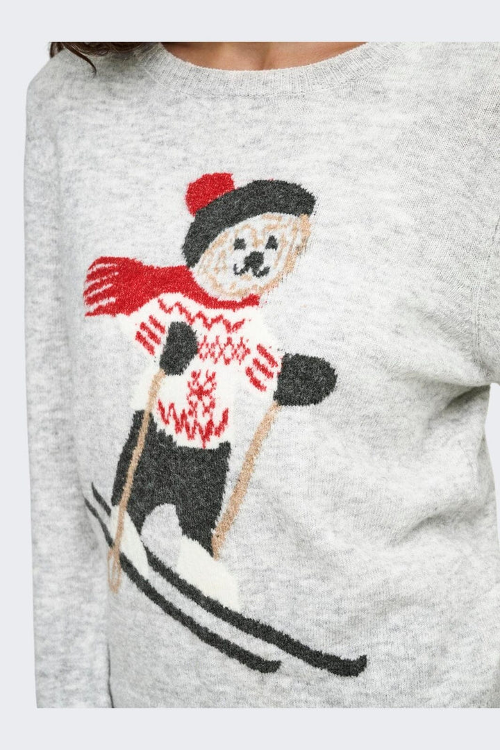 Only - Onlxmas Snowbear Ls O-Neck Knt - 5093916 Light Grey Melange Skibear/Dgm/Scoot/Malt Bal/Birc/Mel