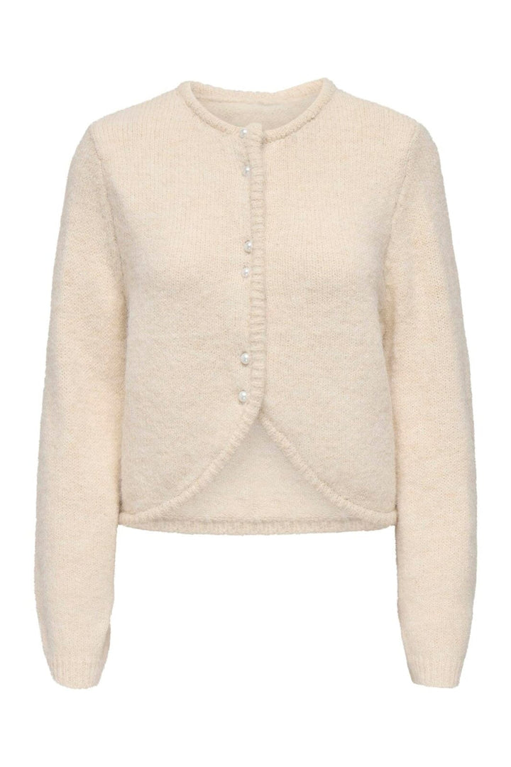 Only - Onlzaggie Ls Button Cardi Cc Knt - 5101282 Birch Mel/Pearl Button