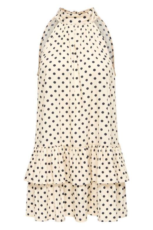 Only - Onlzazie S/L Short Frill Dress - 5140499 Sandshell Black Dot