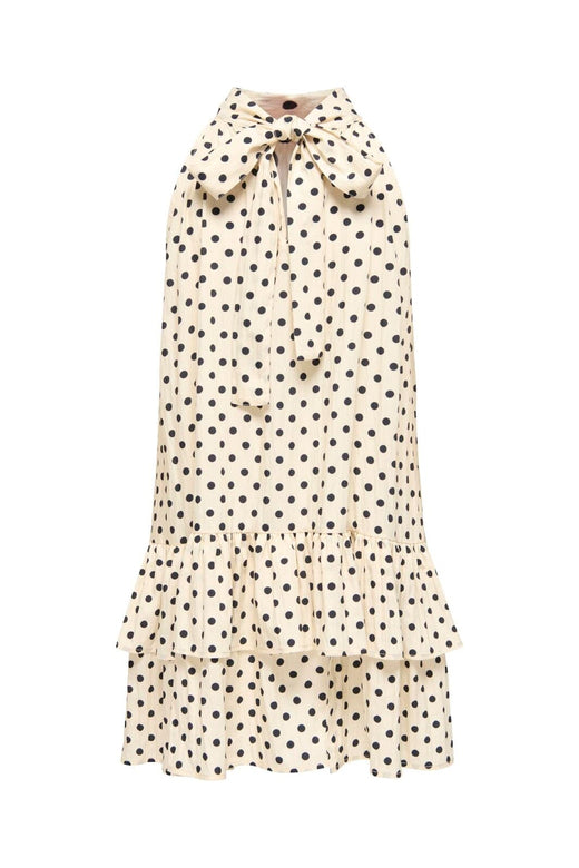 Only - Onlzazie S/L Short Frill Dress - 5140499 Sandshell Black Dot