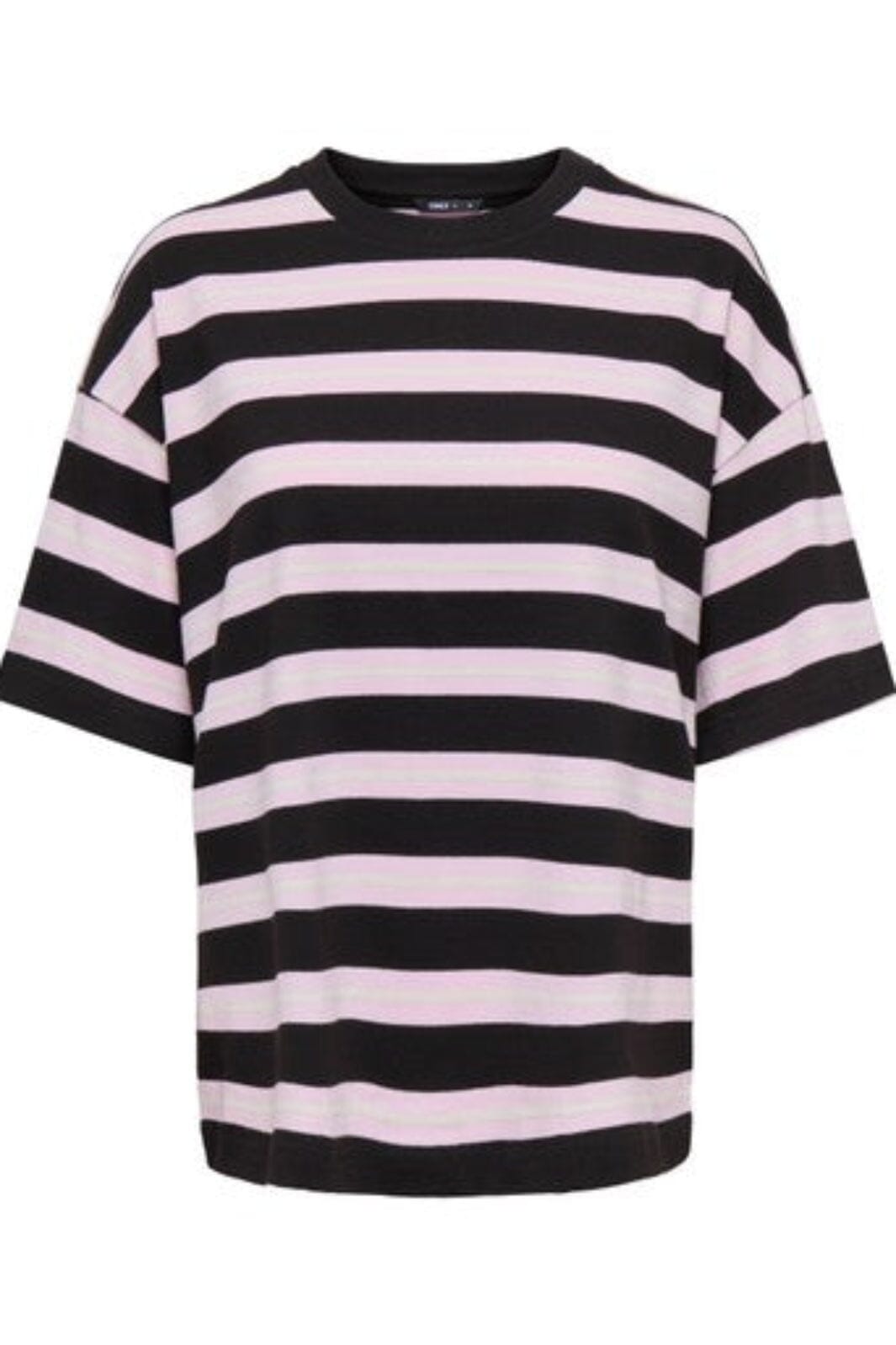 Only - Pglisa Stripe S/S Top - 5236444 Black Bean Pink Lady/ White Stripes T-shirts 