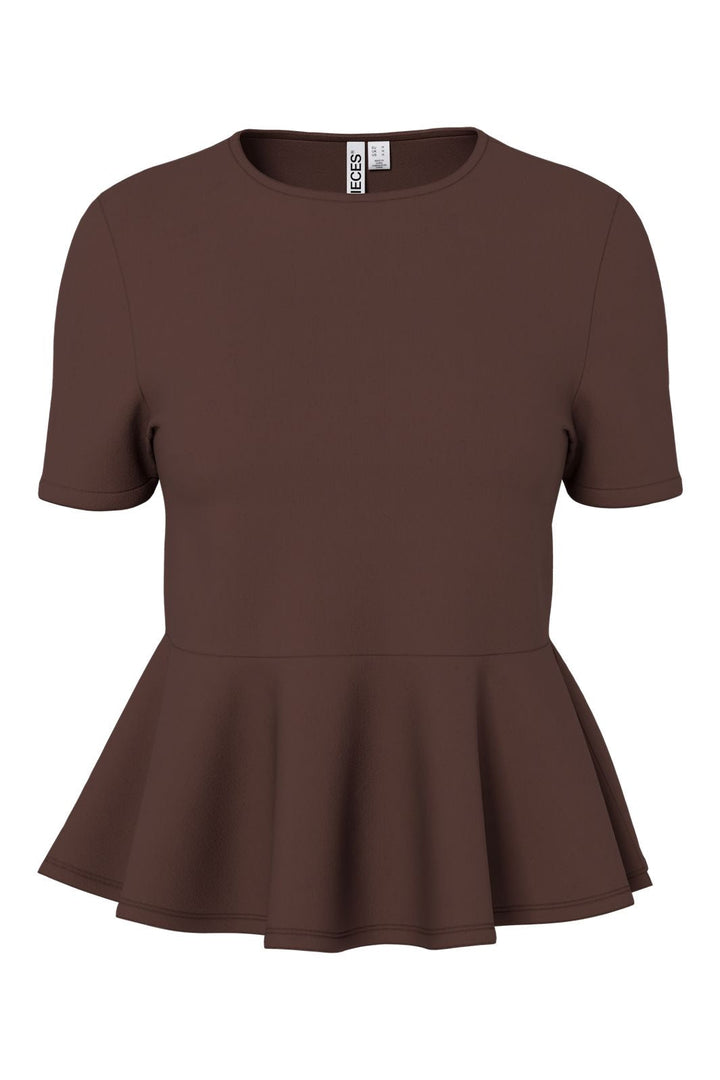 Pieces - Pcalisa Ss Peplum Top - 5082951 Chicory Coffee