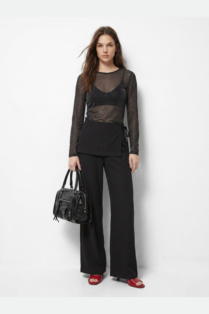 Pieces - Pcalli Ls Glitter Top - 5233974 Black Glitter
