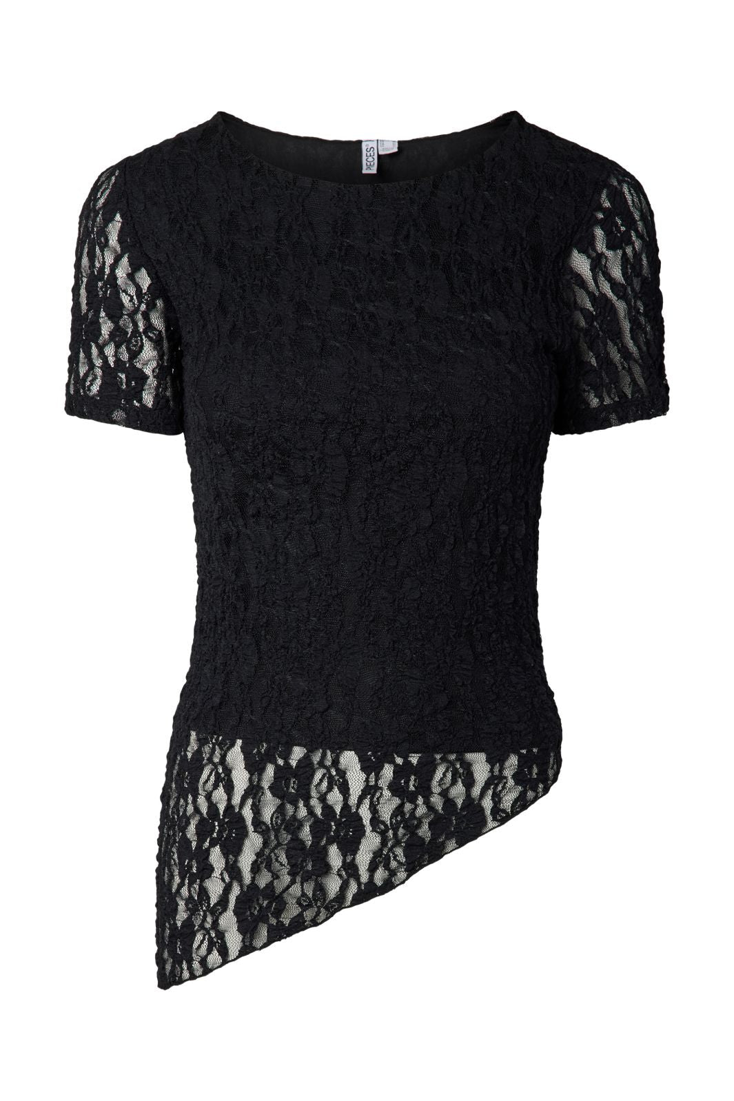 Pieces - Pcariana Ss Asymmetric Lace Top - 5125157 Black
