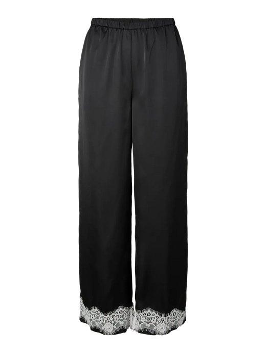 Pieces - Pcariel Wide Lace Pants Pp - 5093524 Black White Lace Bukser 