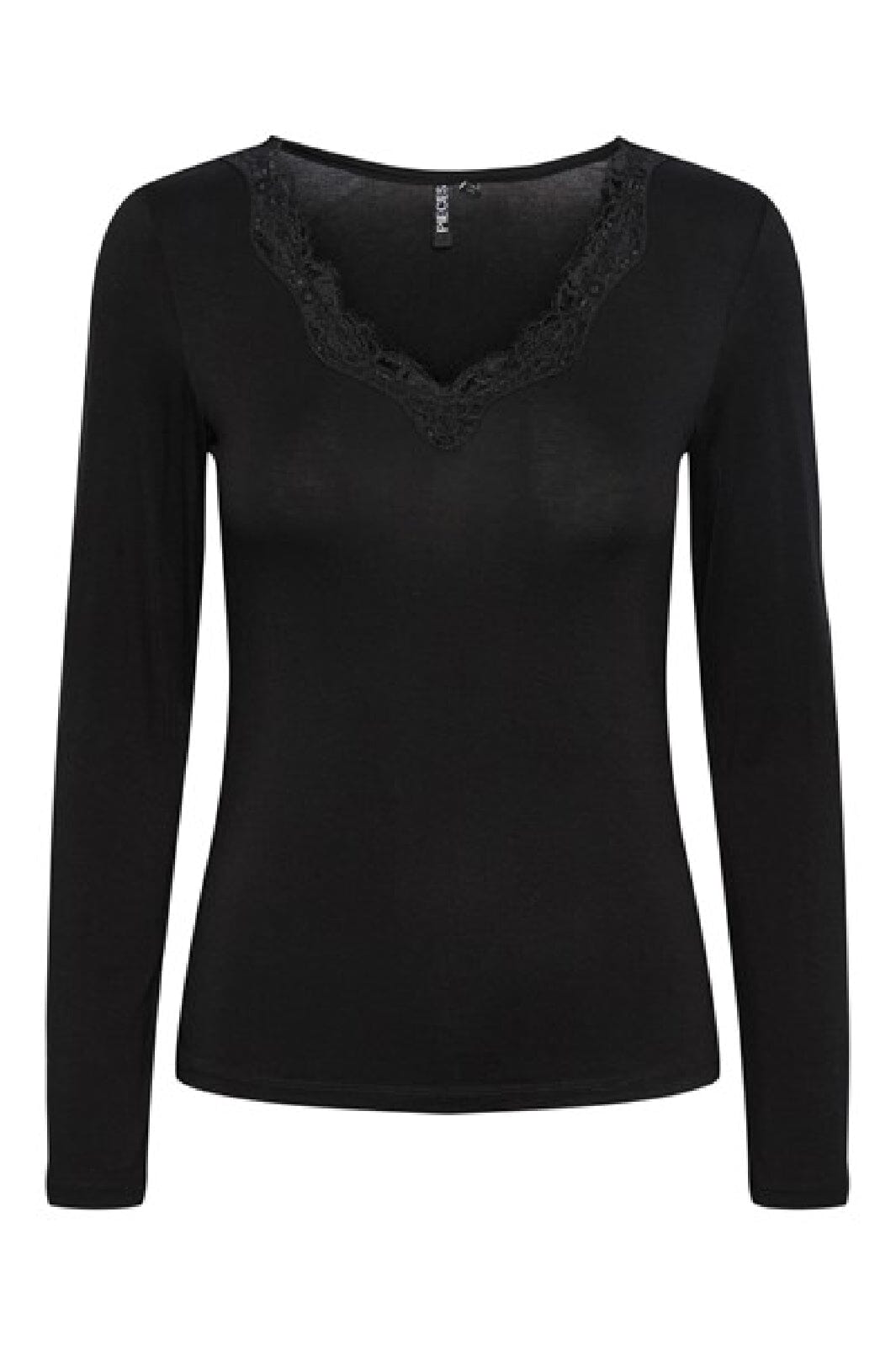 Pieces - Pcbarbera Ls Lace Top - 4279507 Black