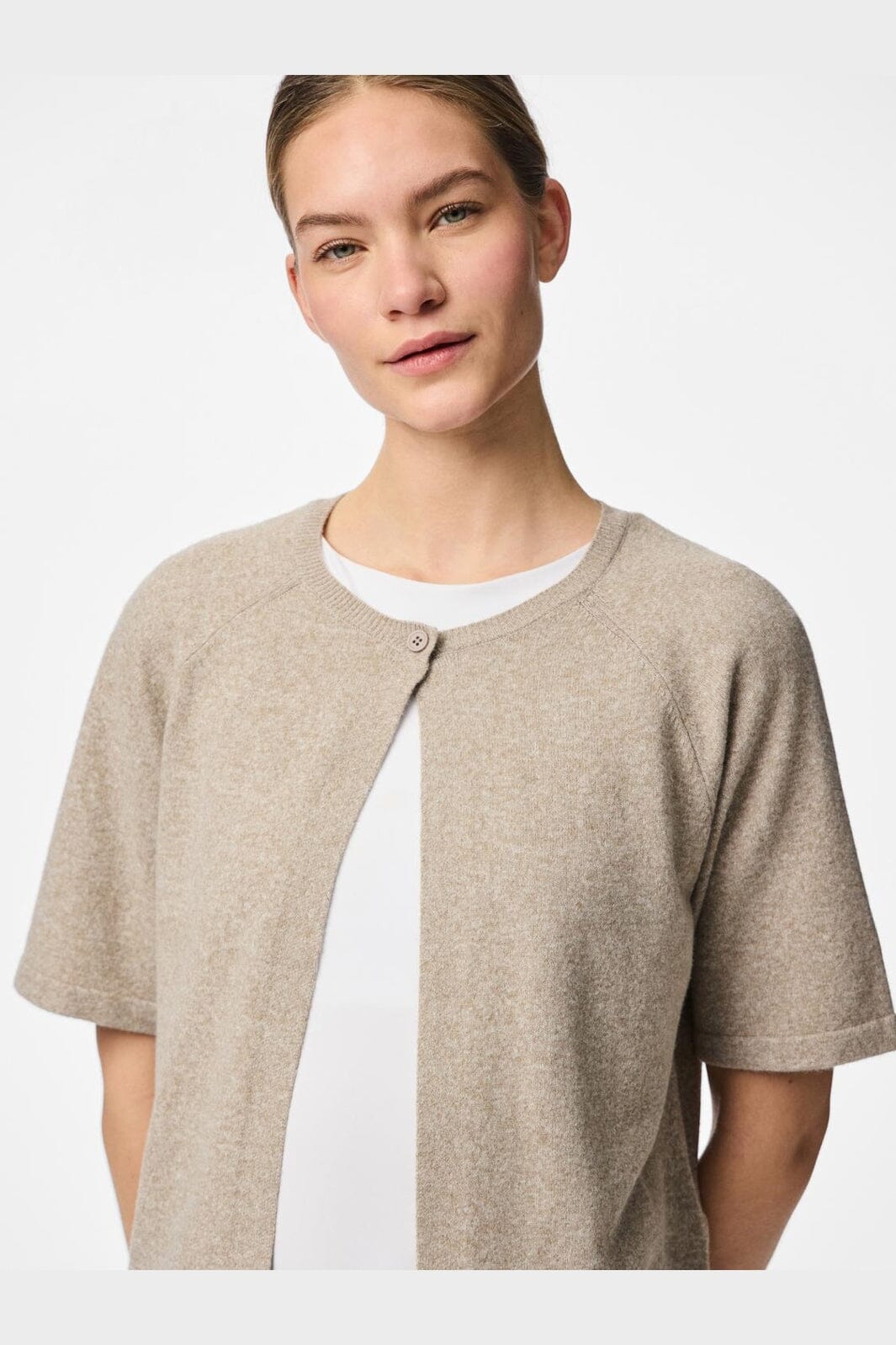 Pieces - Pcbree Ss O-Neck Knit Cardigan - 4790739 Crockery Melange