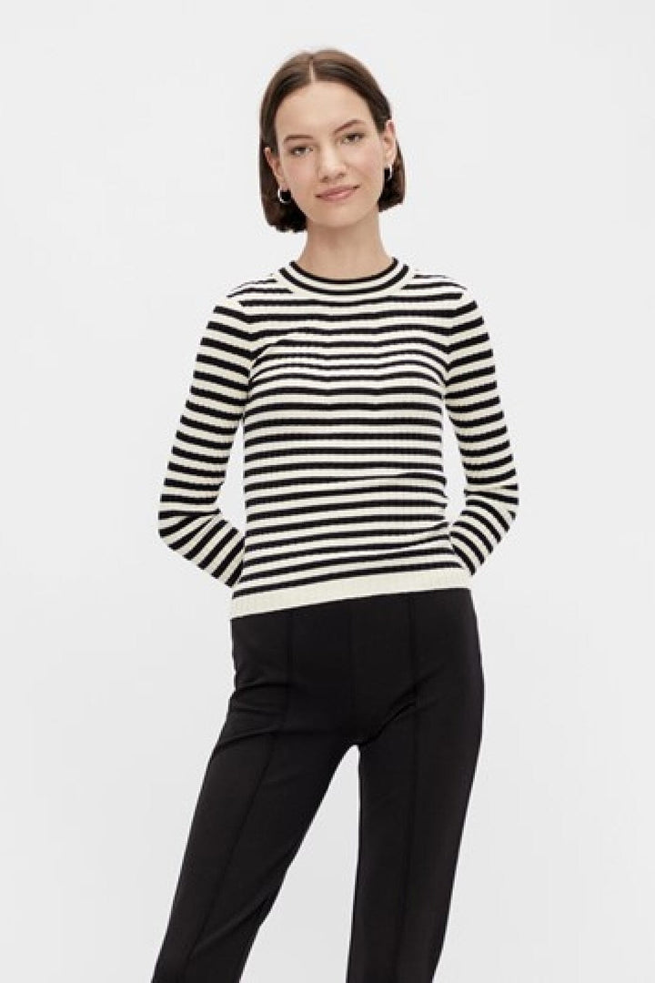 Pieces - Pccrista Ls O-Nech Knit Noos - Black With Birch