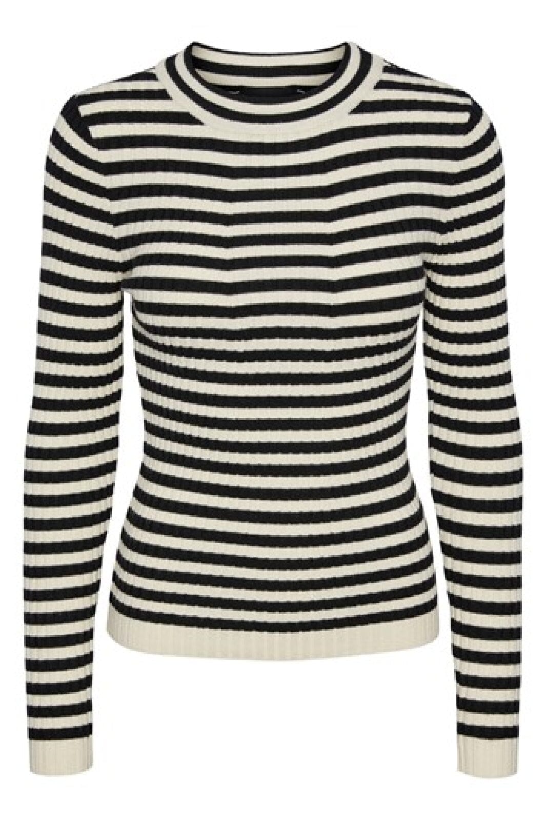 Pieces - Pccrista Ls O-Nech Knit Noos - Black With Birch