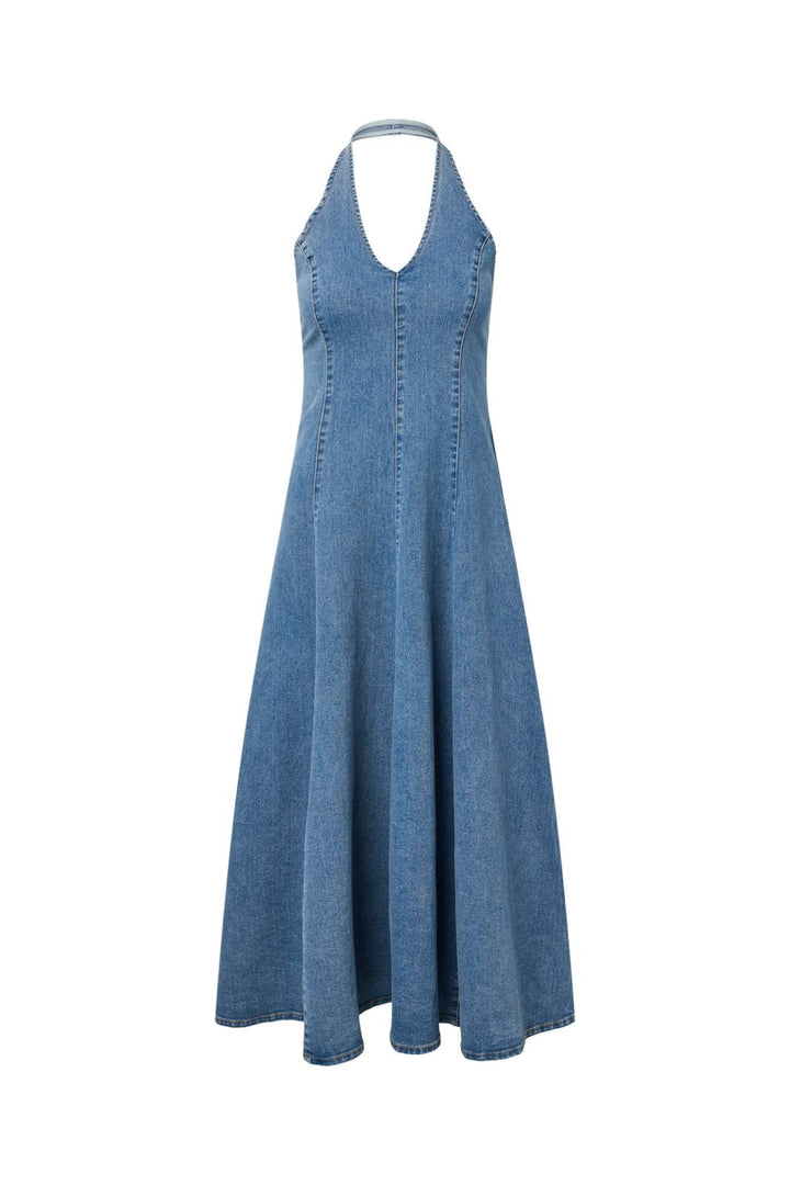 Pieces - Pcfranna Sl Halterneck Dress - 5106238 Light Blue Denim