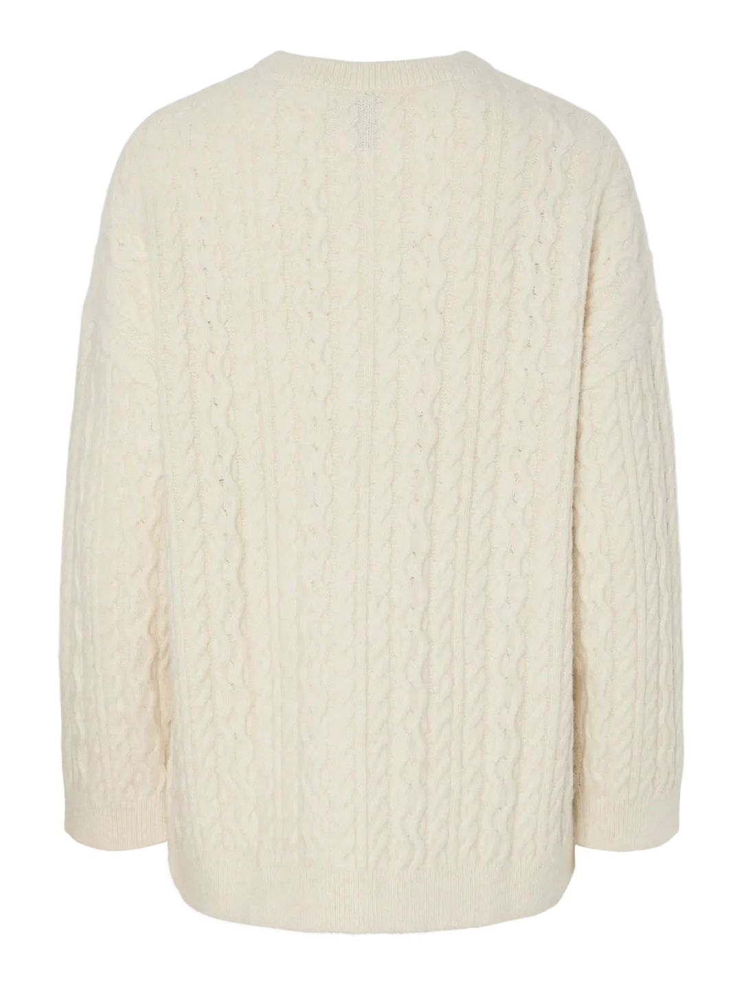 Pieces - Pcjisa Ls O-Neck Long Cabel Knit - 4813741 Birch Strikbluser 