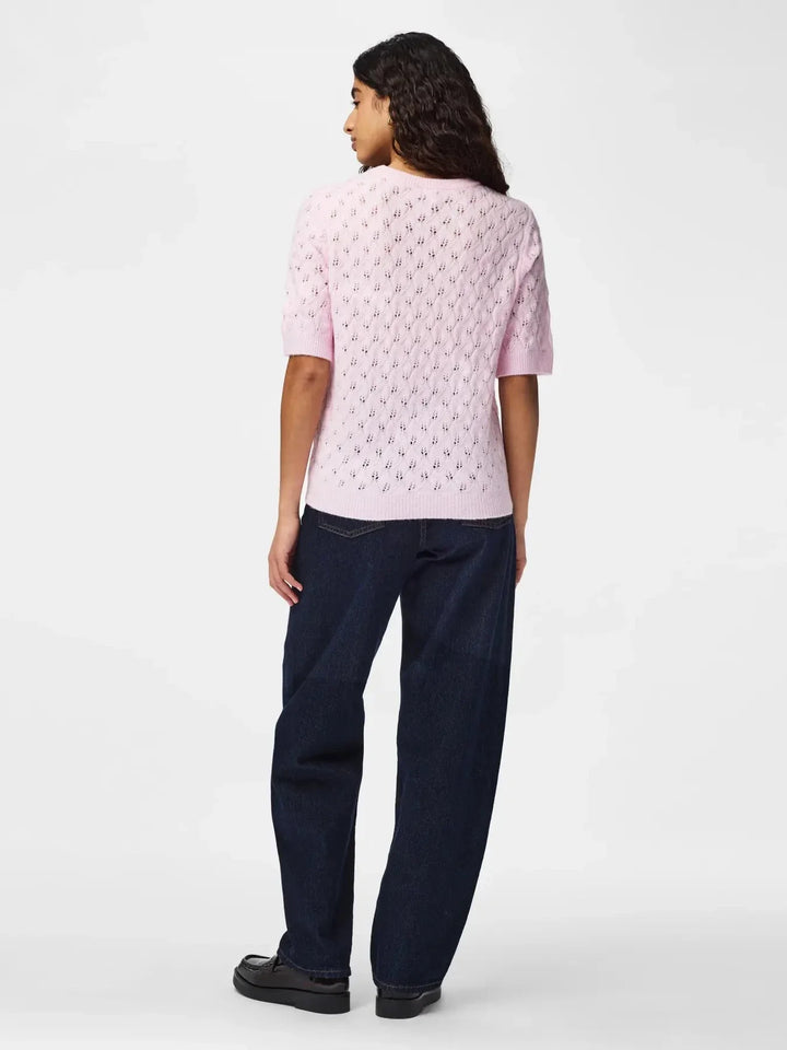 Pieces - Pclelou Ss O-Neck Knit - 4941341 Roseate Spoonbill Melange Strikbluser 