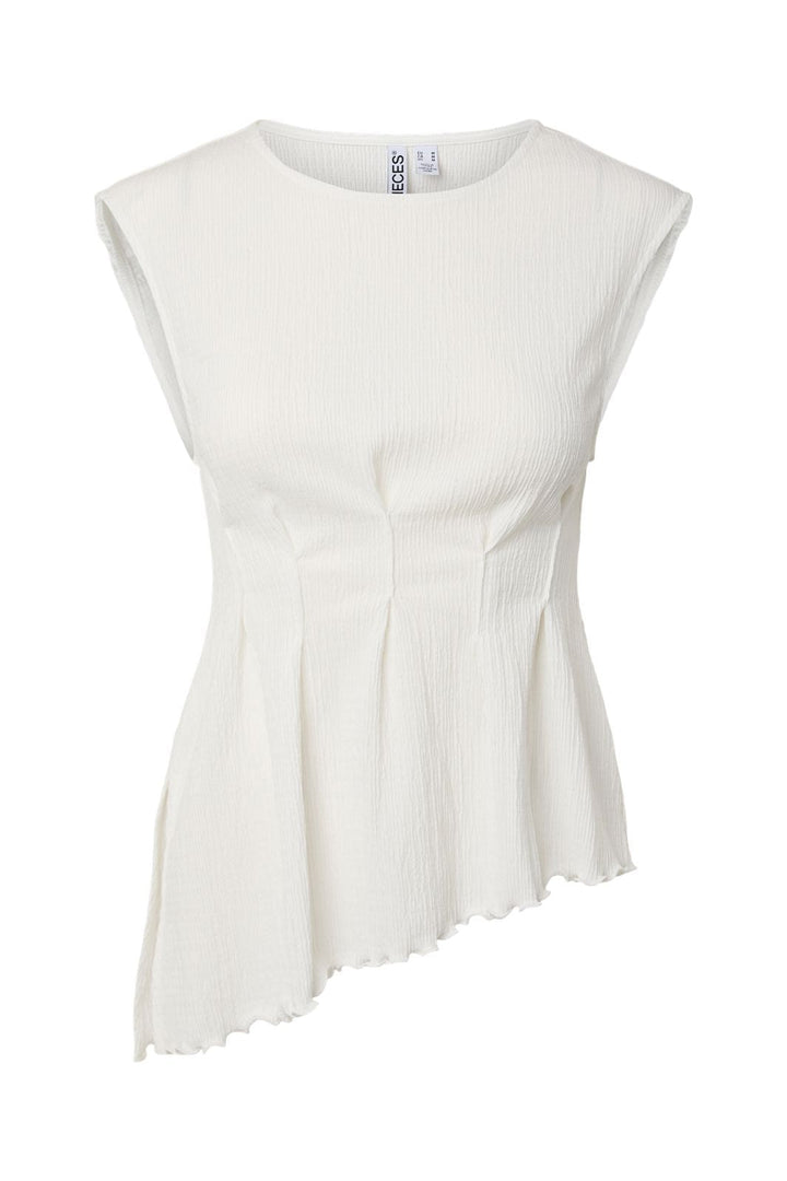 Pieces - Pcmalie Sl Asymetric Top - 5141071 Bright White