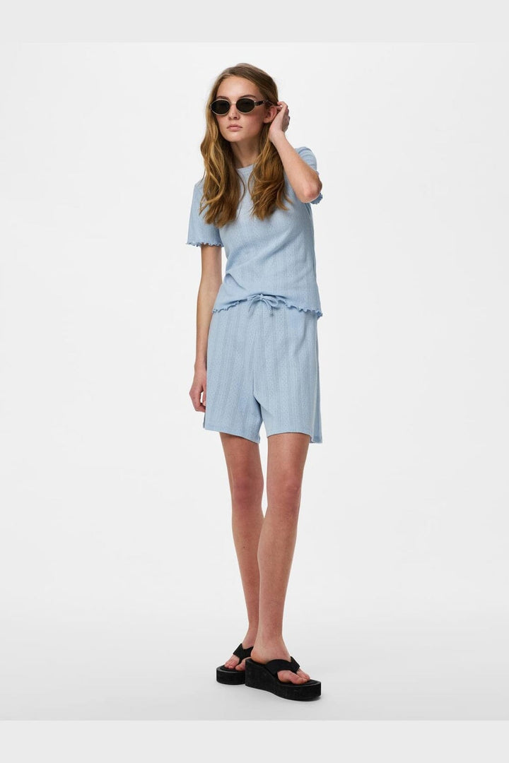 Pieces - Pcmarie Ss O-Neck Poin Top - 4798918 Cashmere Blue
