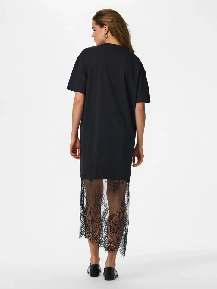 Pieces - Pcmave Ss Lace Long Dress - 5205151 Black Kjoler 