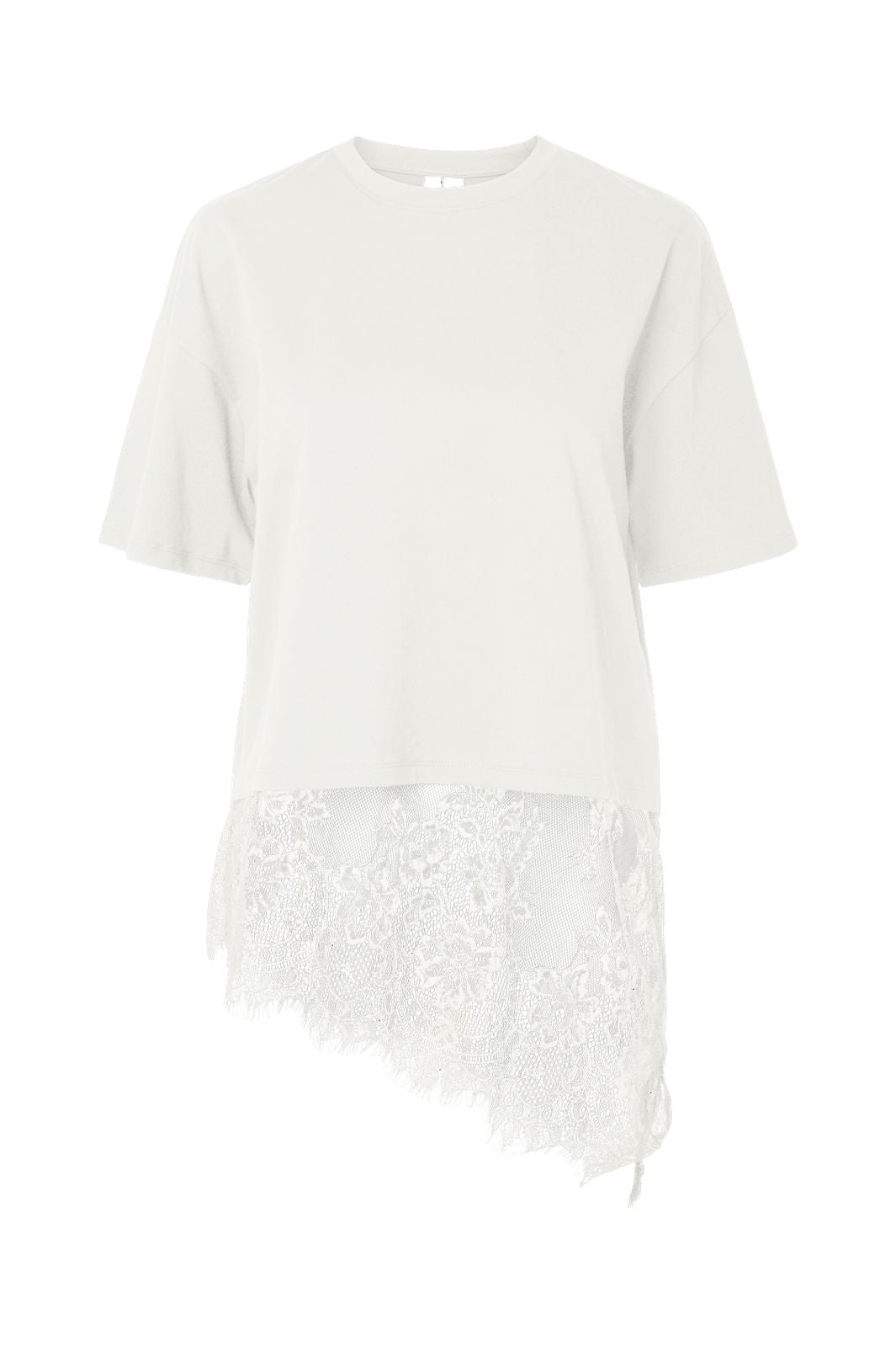 Pieces - Pcmave Ss Lace T-Shirt Dm - 5161685 Cloud Dancer