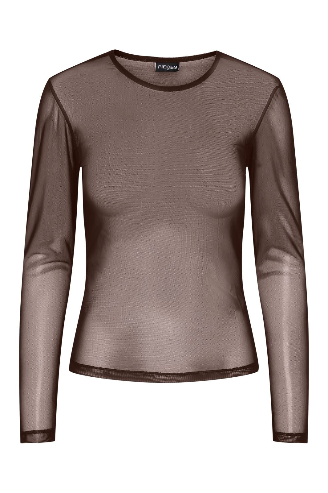 Pieces - Pcninni Ls Mesh Top - 5100655 Hot Fudge