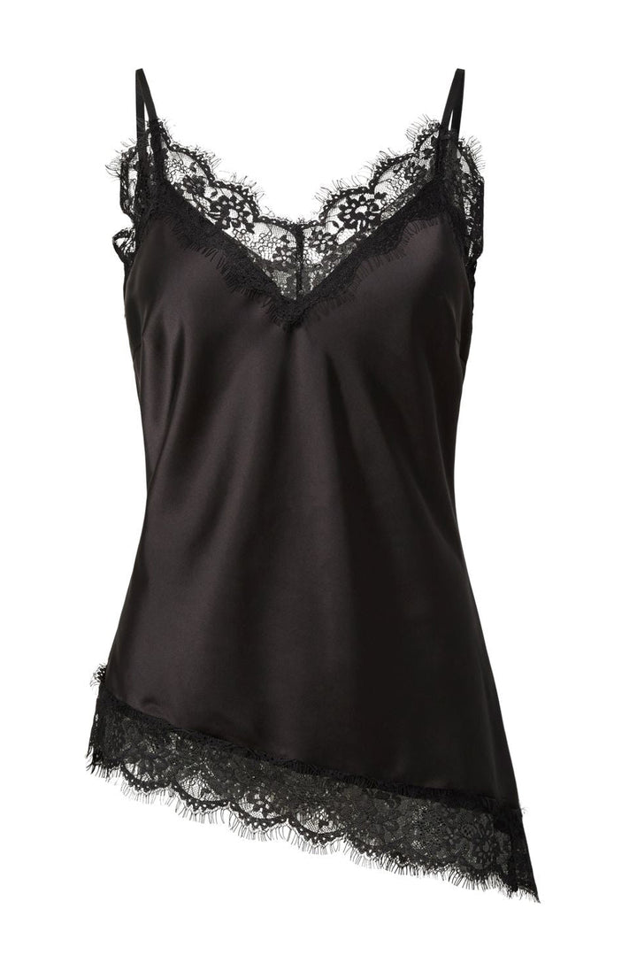 Pieces - Pcnomi Strap Satin Lace Top - 5072977 Black
