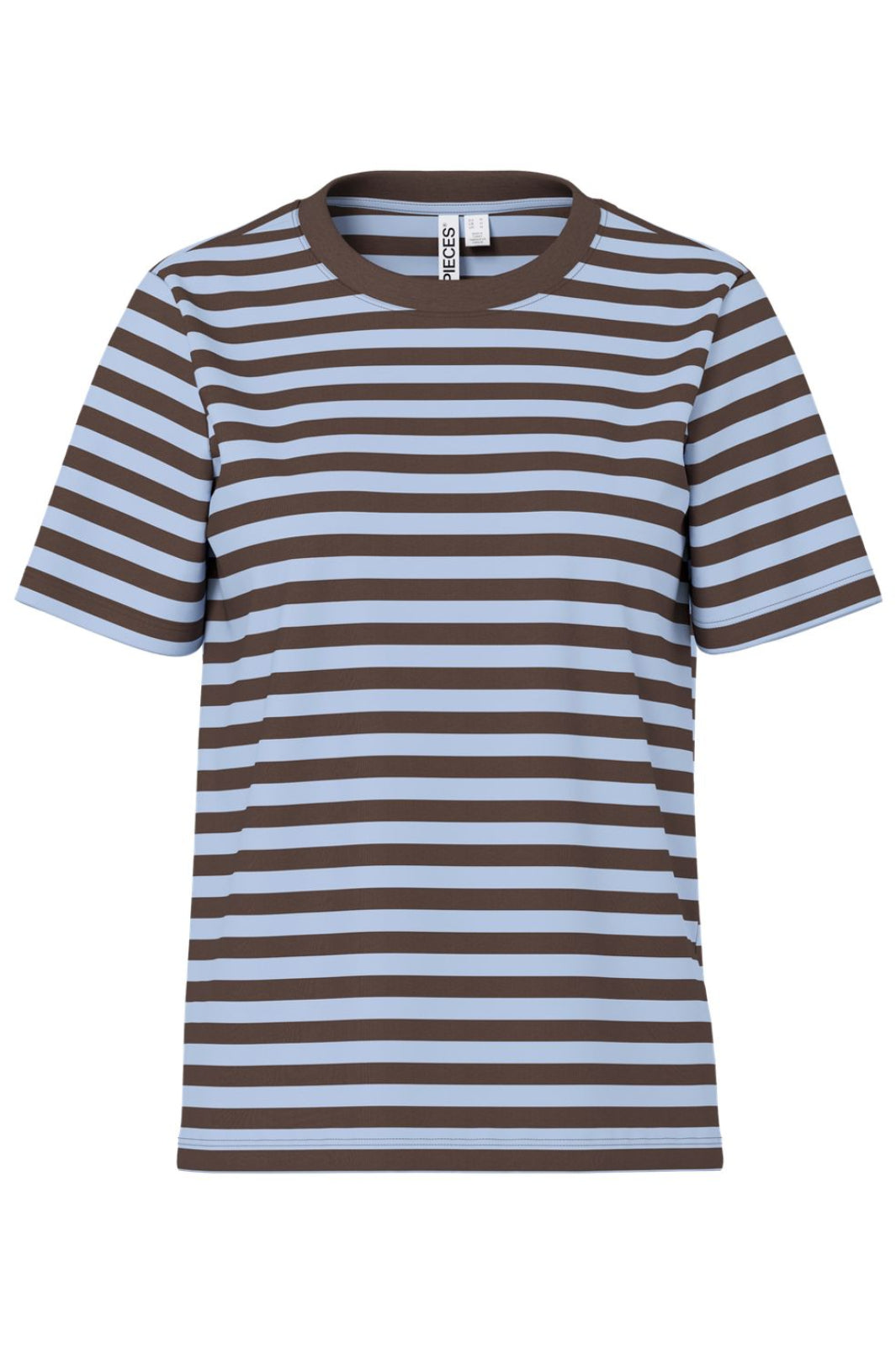 Pieces - Pcria Ss Tee Multicol Stripes - 5164958 Hot Fudge Cashmere Blue