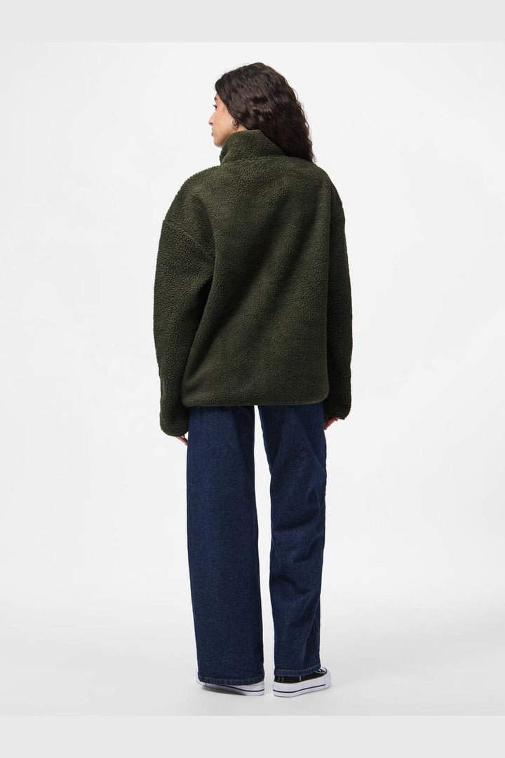 Pieces - Pcsadia Ls Teddy Jacket - 4863608 Forest Night