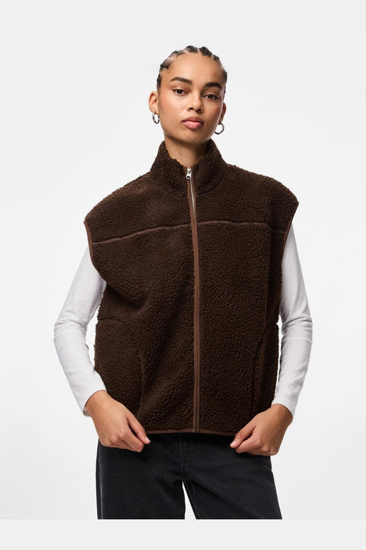Pieces - Pcsadia Teddy Vest - 5055023 Hot Fudge