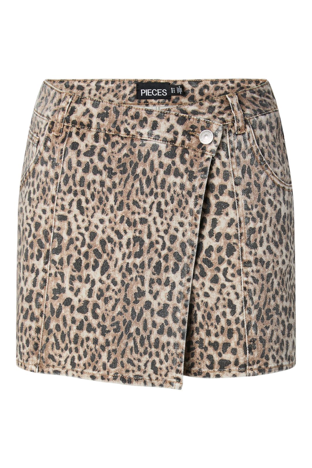 Pieces - Pcsalume Denim Skort - 5011050 Birch Leo Print / Washed