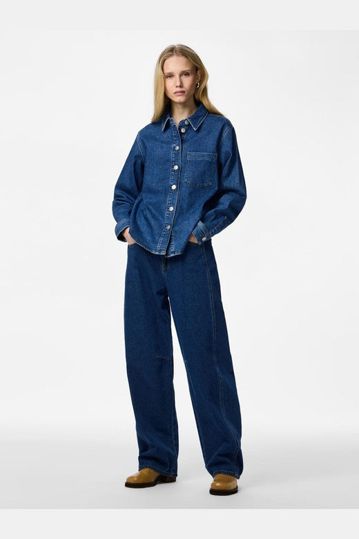 Pieces - Pcsilke Ls Shirt - 4988109 Medium Blue Denim
