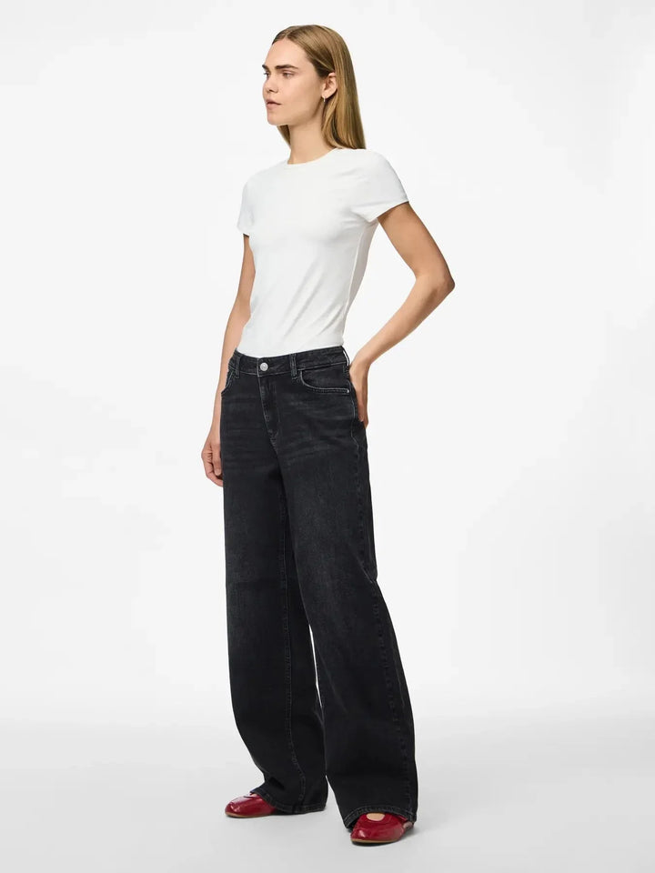 Pieces - Pcsilke Wide Jeans Bl - 4864053 Black Denim Jeans 