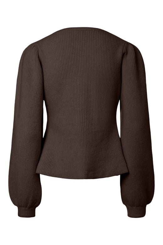Pieces - Pcsilly Ls Puff Knit Cardigan - 5102717 Hot Fudge Melange