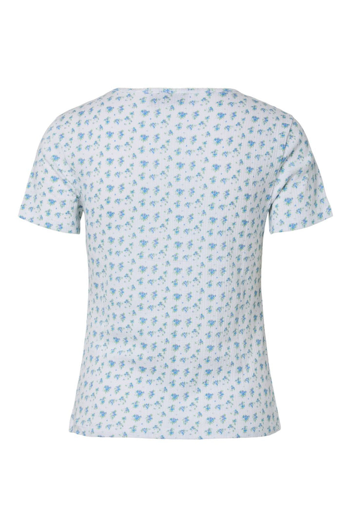 Pieces - Pcturiel Ss O-Neck Printed Tee - 4993295 Cloud Dancer Blue Flowers