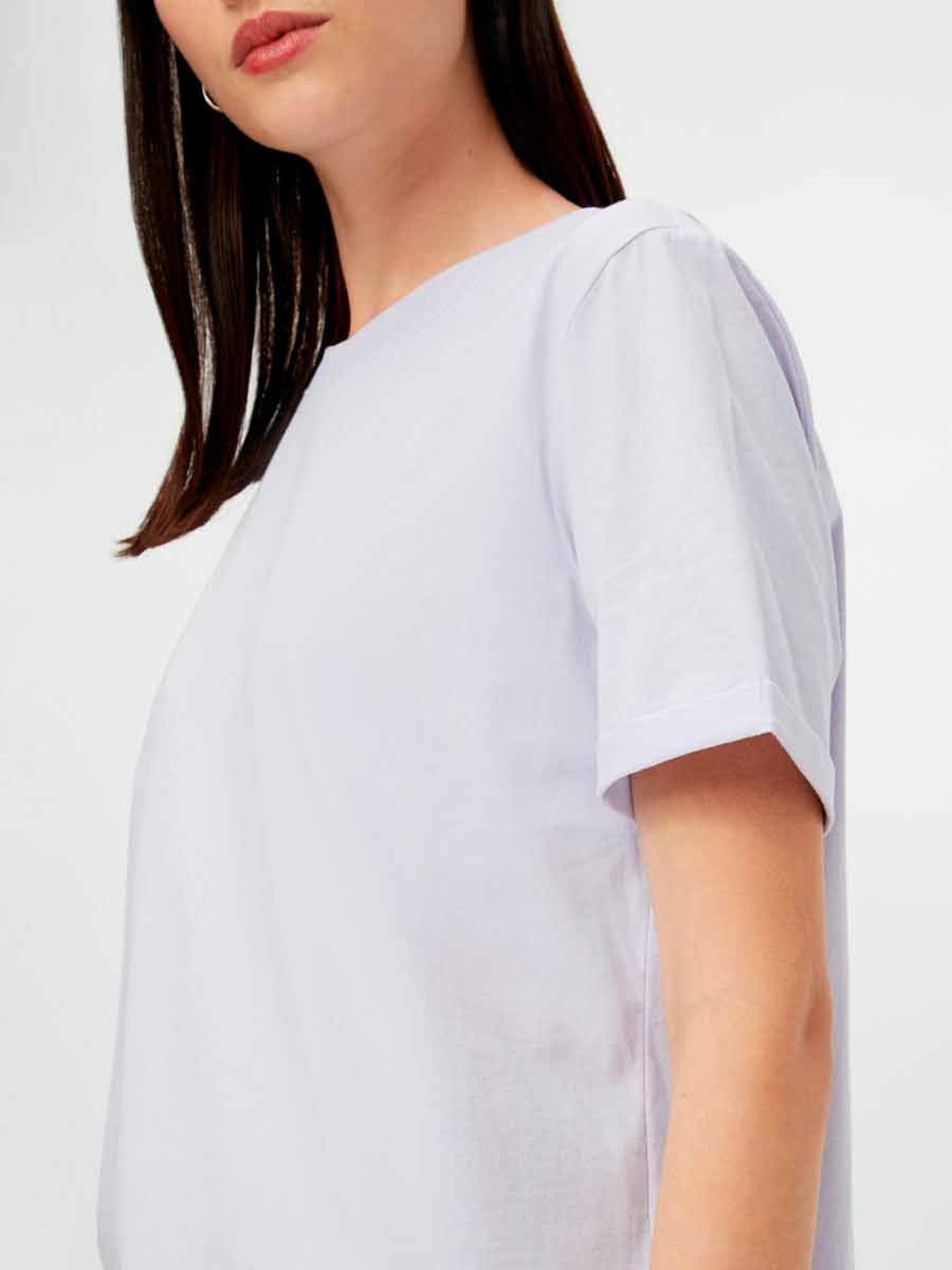 Pieces - PcRia SS Fold Up Solid Tee - Bright white