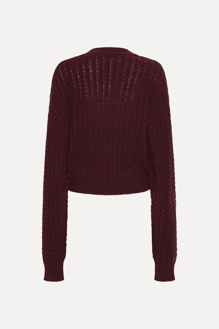 Rotate - Cable Crewneck Sweater 116437741 - 741 Decadent Chocolate Strikbluser 
