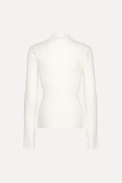 Rotate - Cable Tight Highneck 116311857 - 857 Egret Strikbluser 