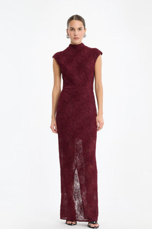 Rotate - Flower Mesh Maxi Dress 116273741 - 741 Decadent Chocolate Kjoler 