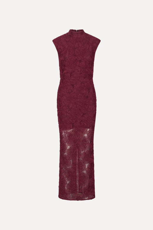 Rotate - Flower Mesh Maxi Dress 116273741 - 741 Decadent Chocolate Kjoler 