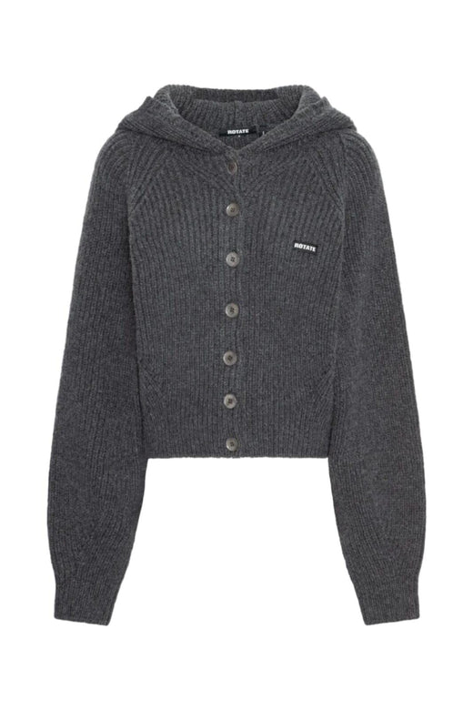 Rotate - Knit Boxy Hoodie 1167001205 - 1205 Gray Pinstripe Strikbluser 