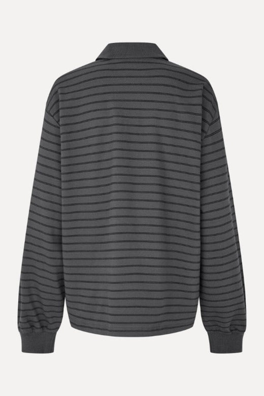 Rotate - Pique Longsleeve Polo 1174161206 - 1206 Gray Pinstripe Comb. Toppe 